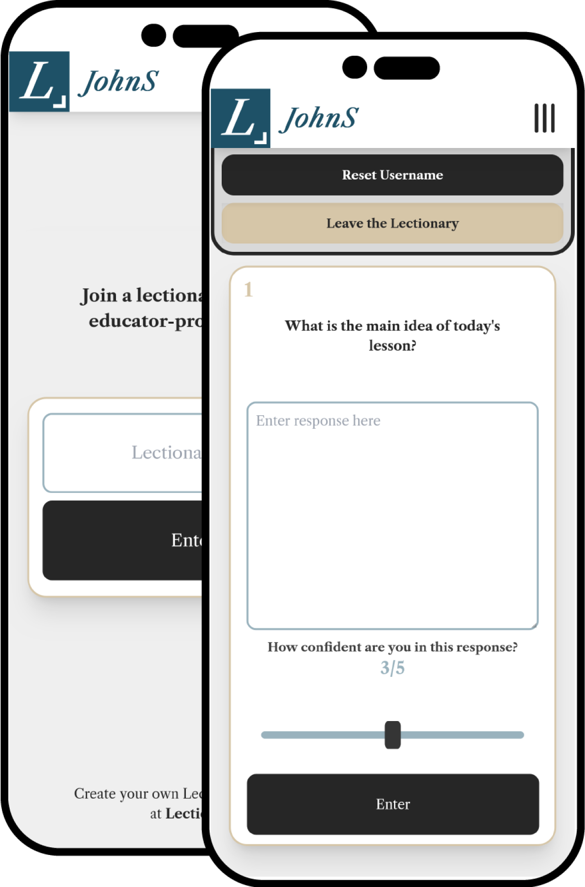 phones displaying Lection student app